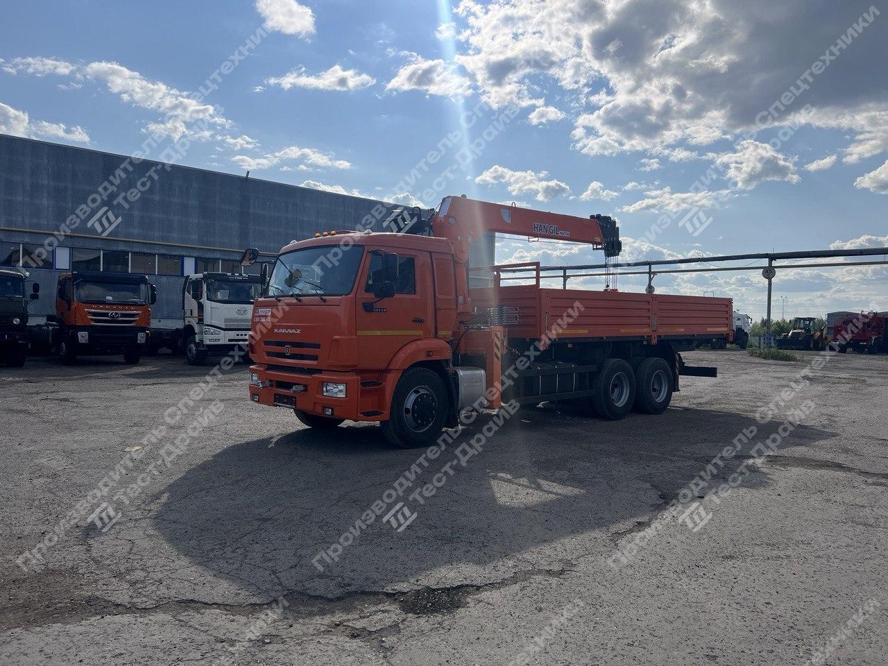 Бортовой КамАЗ 65115 6x6 с КМУ Hangil 756 Фото №2