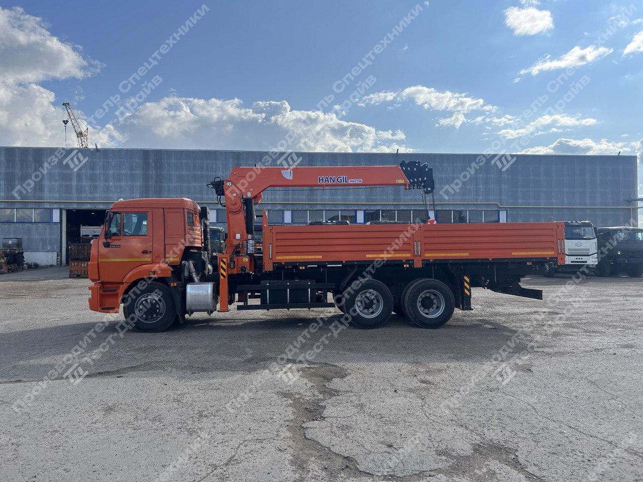 Бортовой КамАЗ 65115 6x6 с КМУ Hangil 756 Фото №3