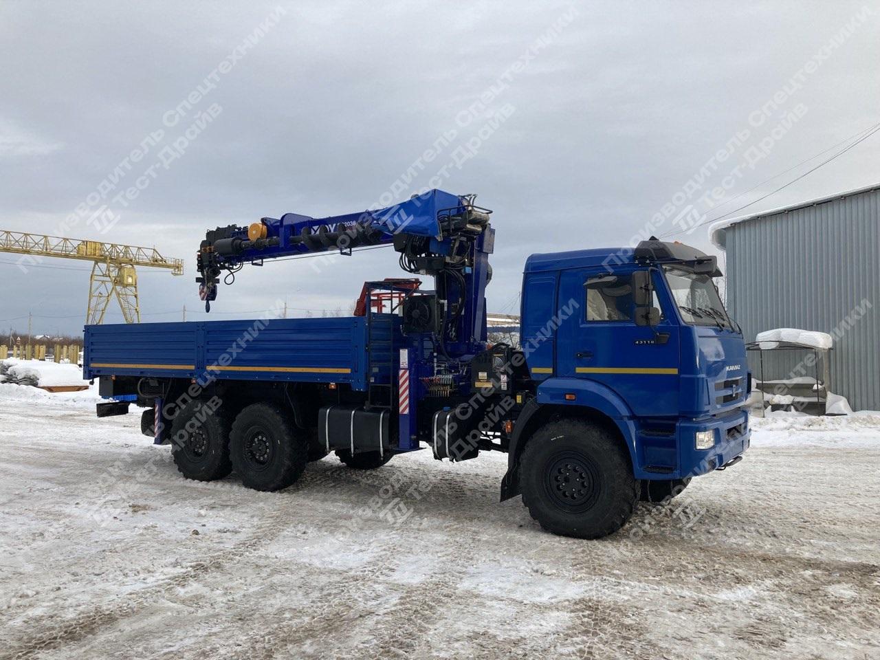 Бортовой КамАЗ 43118 6x6 с буровой установкой и КМУ DongYang SS2036 Фото №2