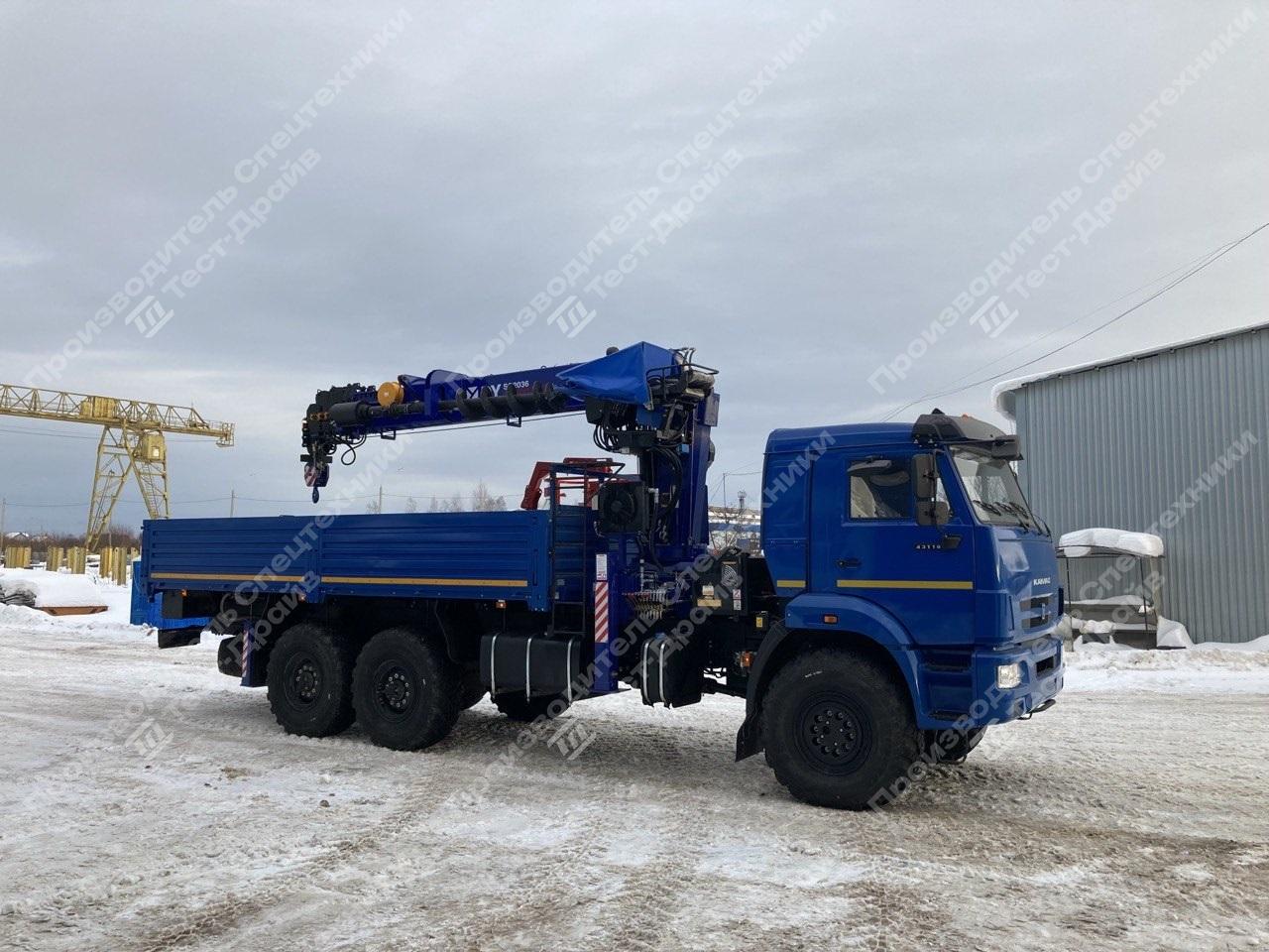 Бортовой КамАЗ 43118 6x6 с буровой установкой и КМУ DongYang SS2036 Фото №3