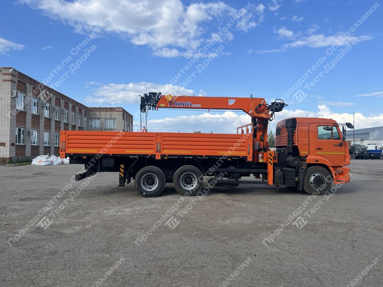 Бортовой КамАЗ 65115 6x6 с КМУ Hangil 756 Фото №7