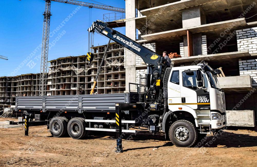 Бортовой FAW CA3250 6x4 с КМУ Sunhunk S2006 Фото №2