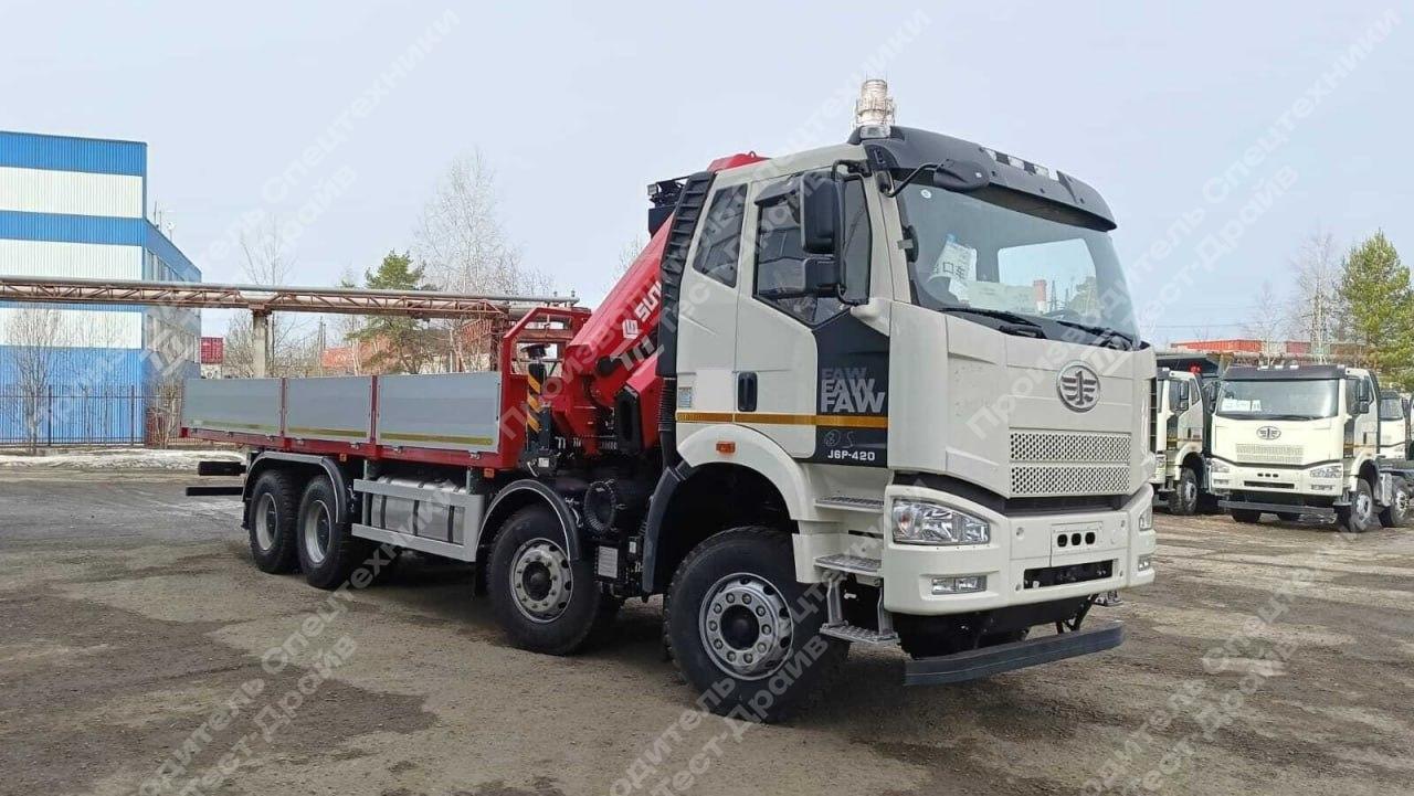 Бортовой FAW CA3250 8x4 с ГМУ SunHunk K-328-6 Фото №4