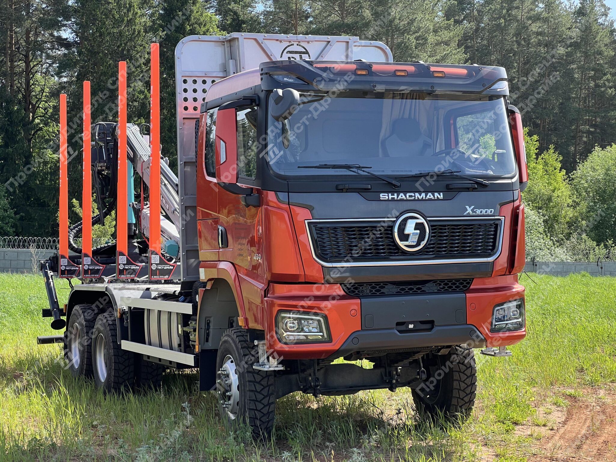 Сортиментовоз Shacman X3000 6x6 с ГМУ ICARBAZZOLI IB 120 L98 и площадкой ЛЕСОVOZ Фото №4