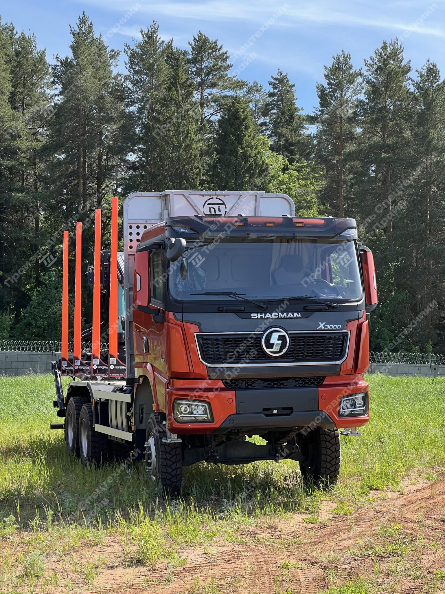 Сортиментовоз Shacman X3000 6x6 с ГМУ ICARBAZZOLI IB 120 L98 и площадкой ЛЕСОVOZ Фото №2