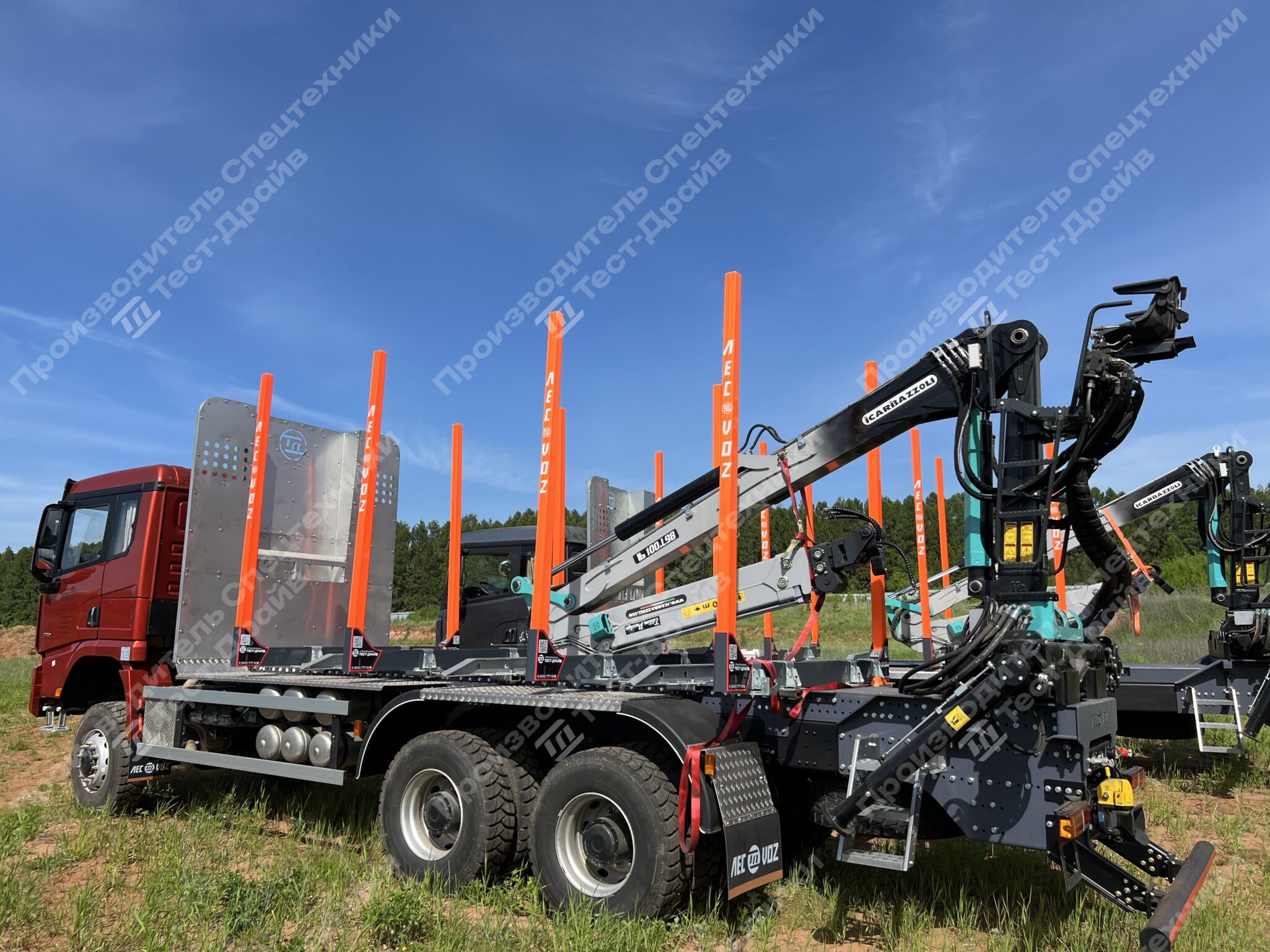 Сортиментовоз Shacman X3000 6x6 с ГМУ ICARBAZZOLI IB 120 L98 и площадкой ЛЕСОVOZ Фото №14