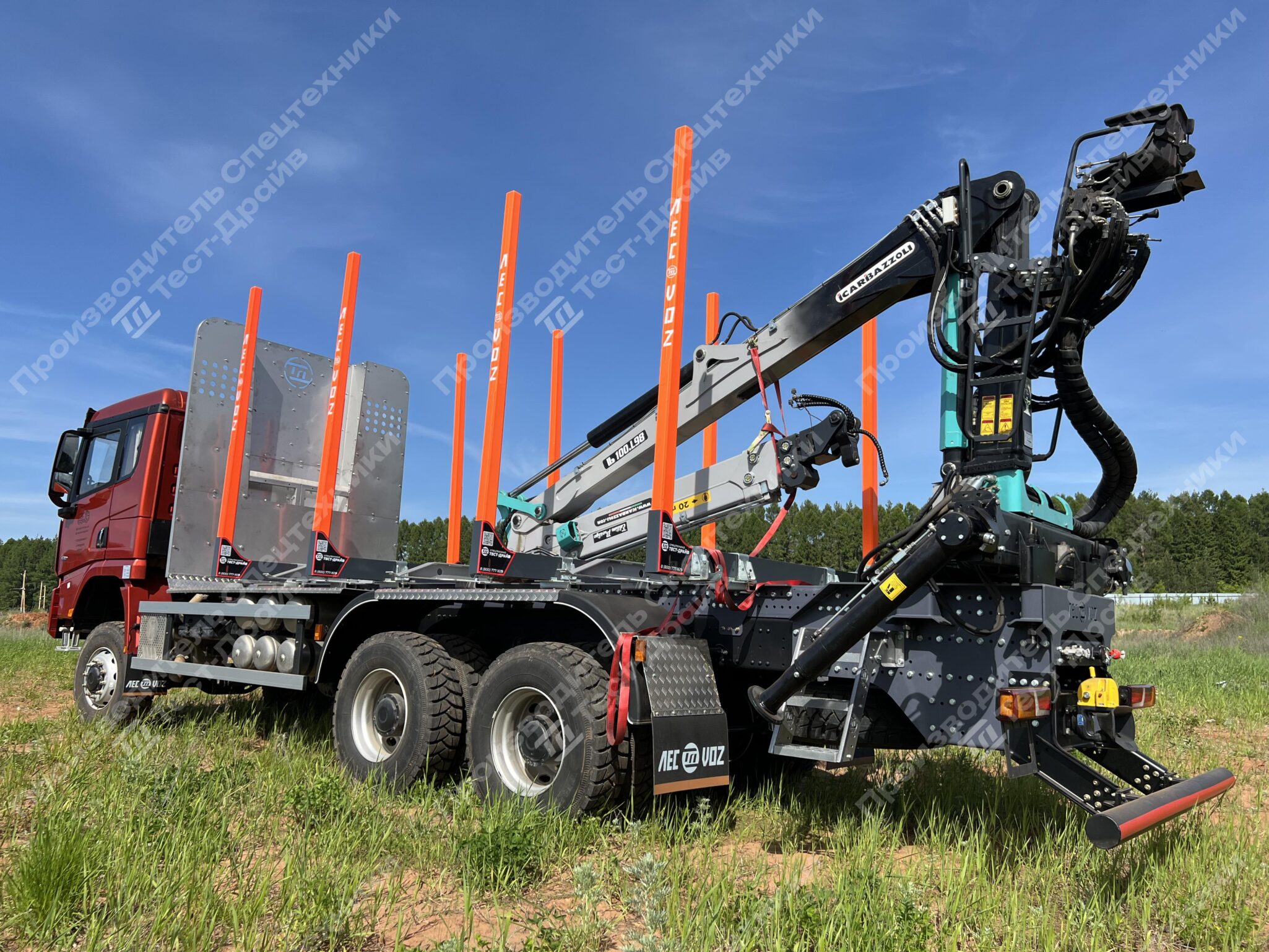 Сортиментовоз Shacman X3000 6x6 с ГМУ ICARBAZZOLI IB 120 L98 и площадкой ЛЕСОVOZ Фото №86