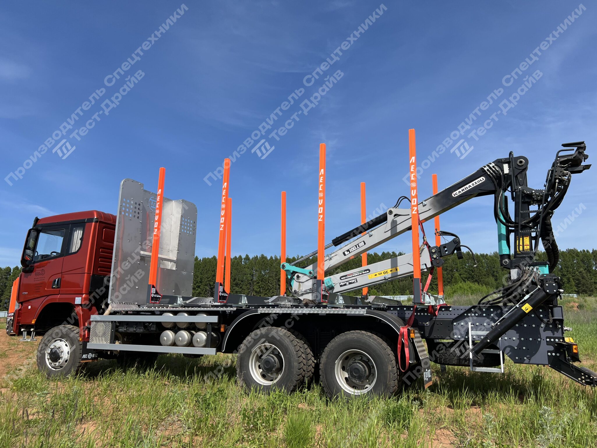 Сортиментовоз Shacman X3000 6x6 с ГМУ ICARBAZZOLI IB 120 L98 и площадкой ЛЕСОVOZ Фото №84