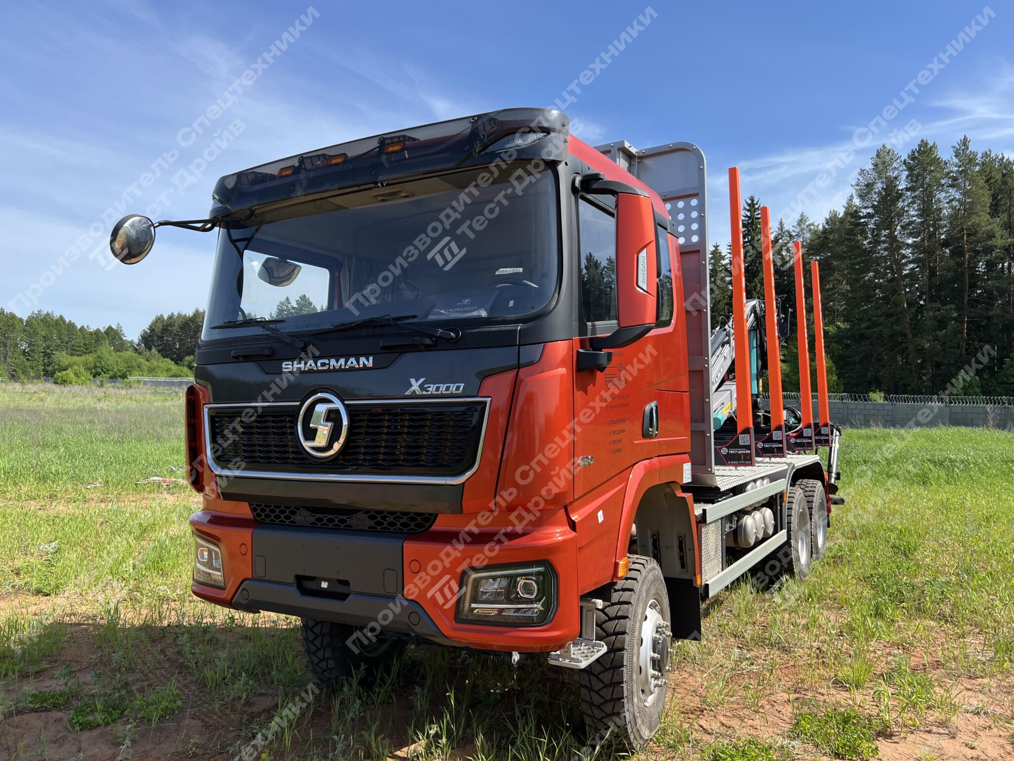 Сортиментовоз Shacman X3000 6x6 с ГМУ ICARBAZZOLI IB 120 L98 и площадкой ЛЕСОVOZ Фото №1