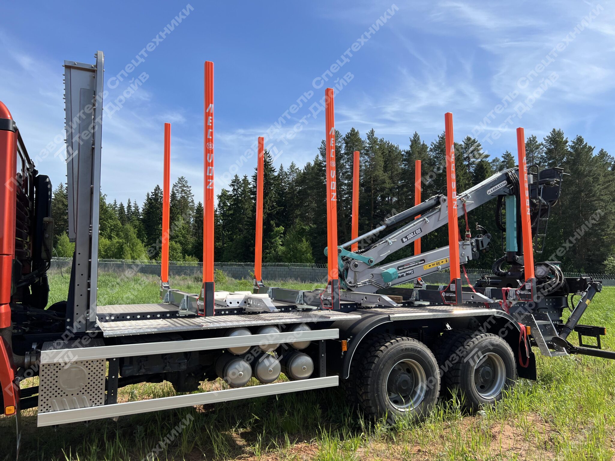 Сортиментовоз Shacman X3000 6x6 с ГМУ ICARBAZZOLI IB 120 L98 и площадкой ЛЕСОVOZ Фото №42