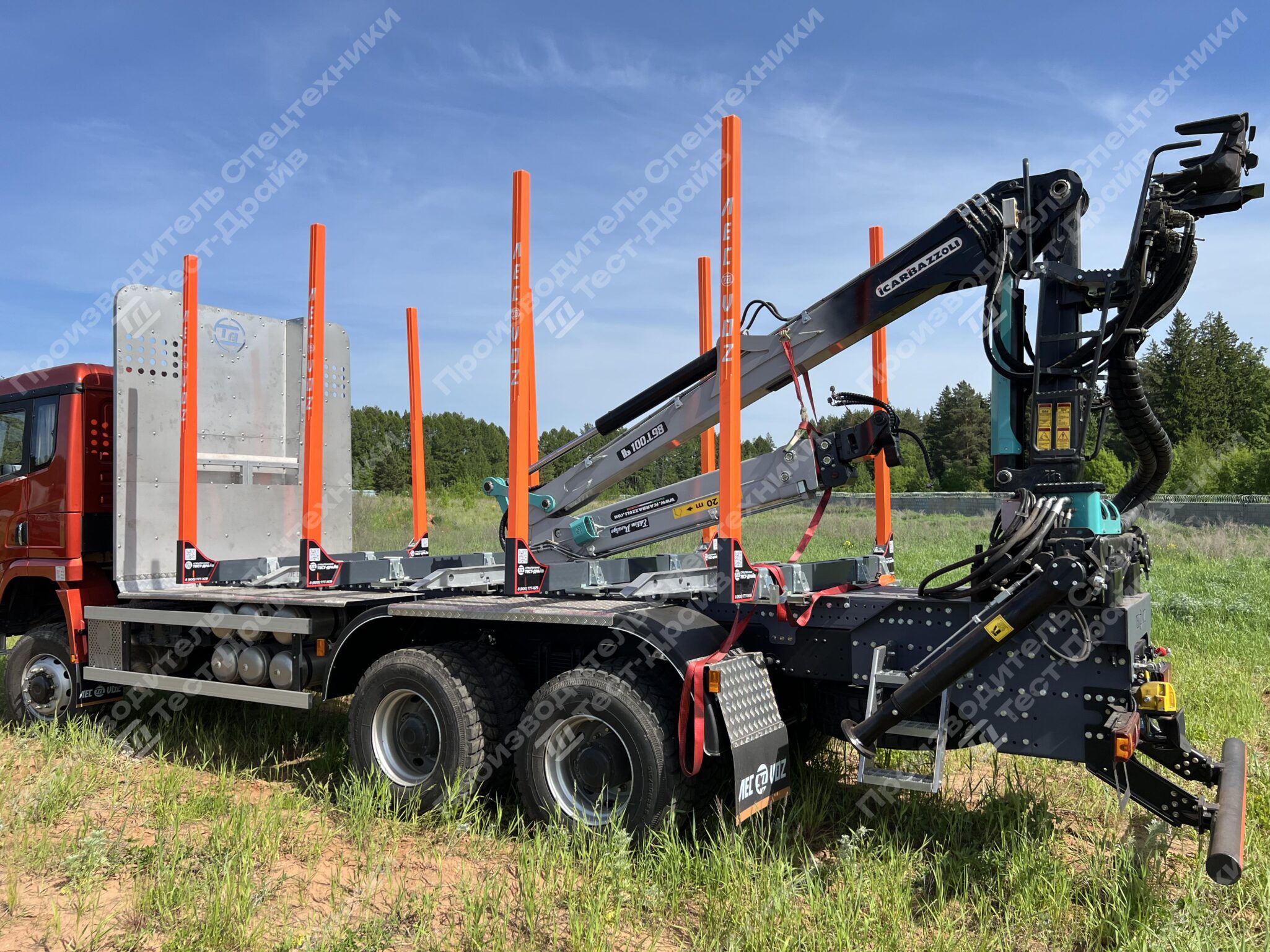 Сортиментовоз Shacman X3000 6x6 с ГМУ ICARBAZZOLI IB 120 L98 и площадкой ЛЕСОVOZ Фото №95