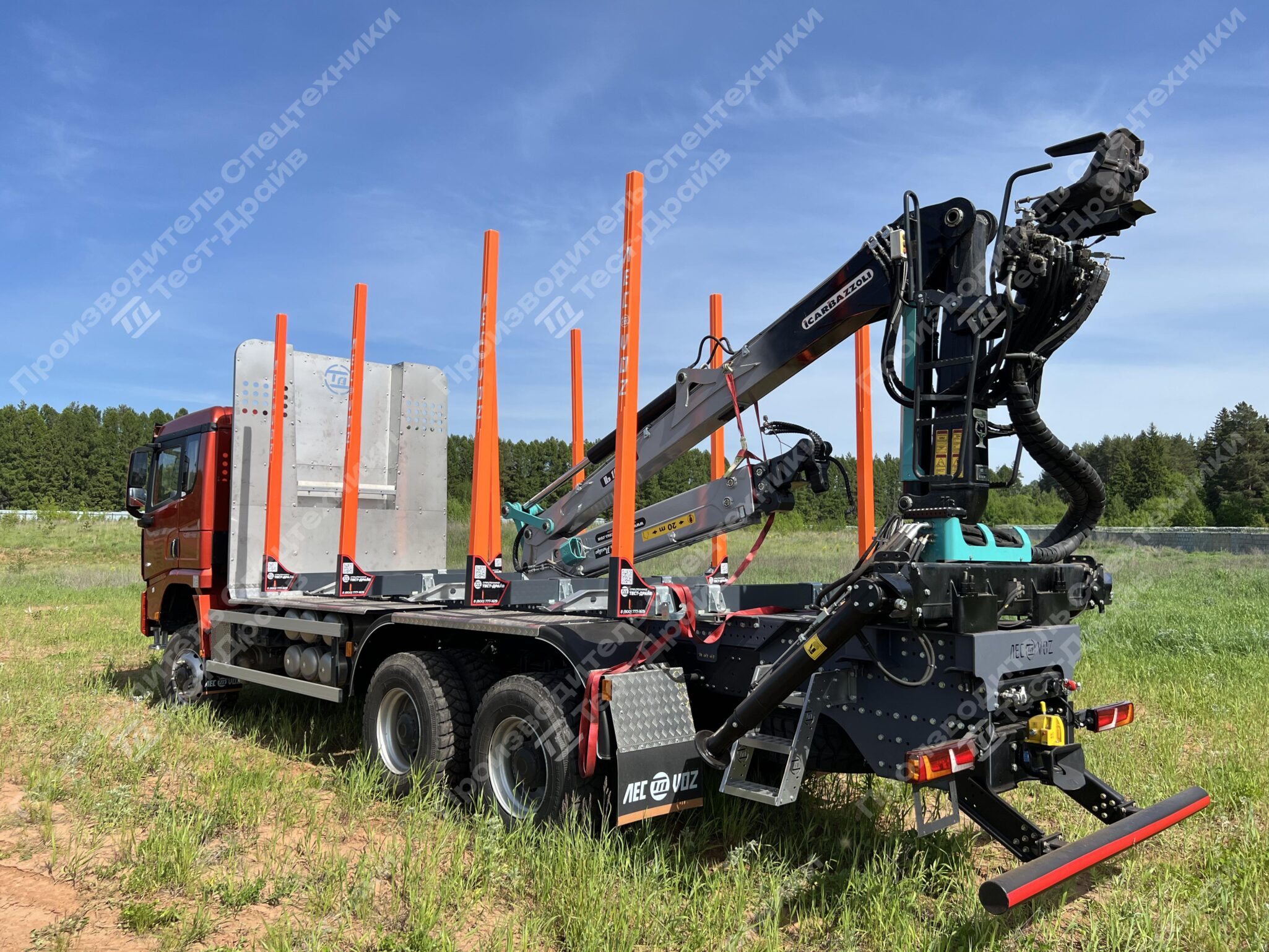 Сортиментовоз Shacman X3000 6x6 с ГМУ ICARBAZZOLI IB 120 L98 и площадкой ЛЕСОVOZ Фото №41