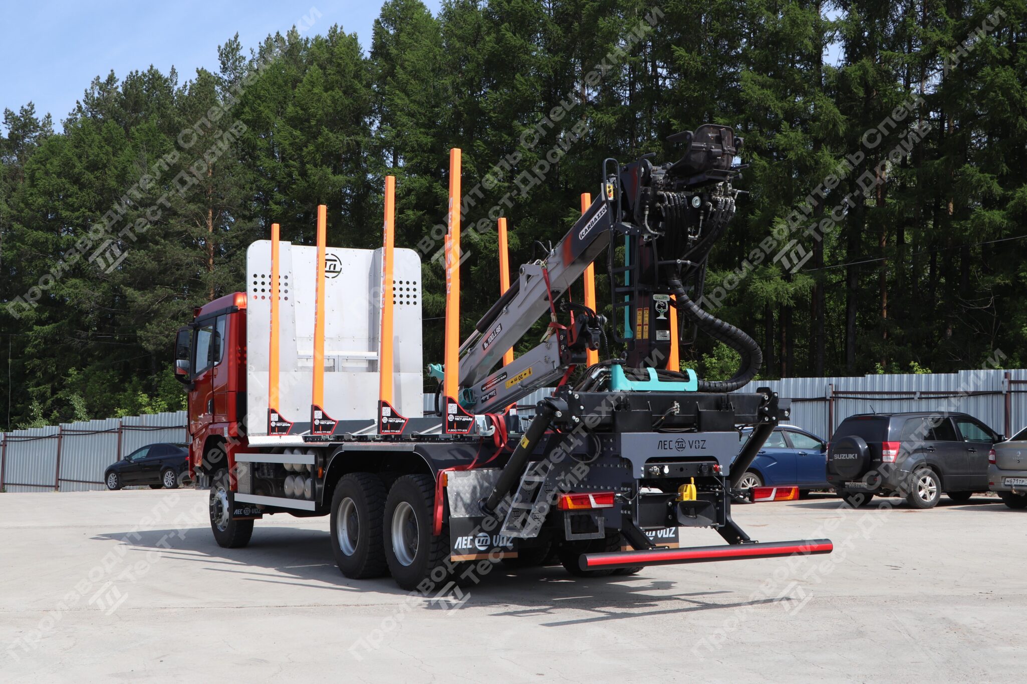 Сортиментовоз SHACMAN 6х6 с ГМУ ICARBAZZOLI IB 100 L98 и площадкой ЛЕСОVOZ Фото №17