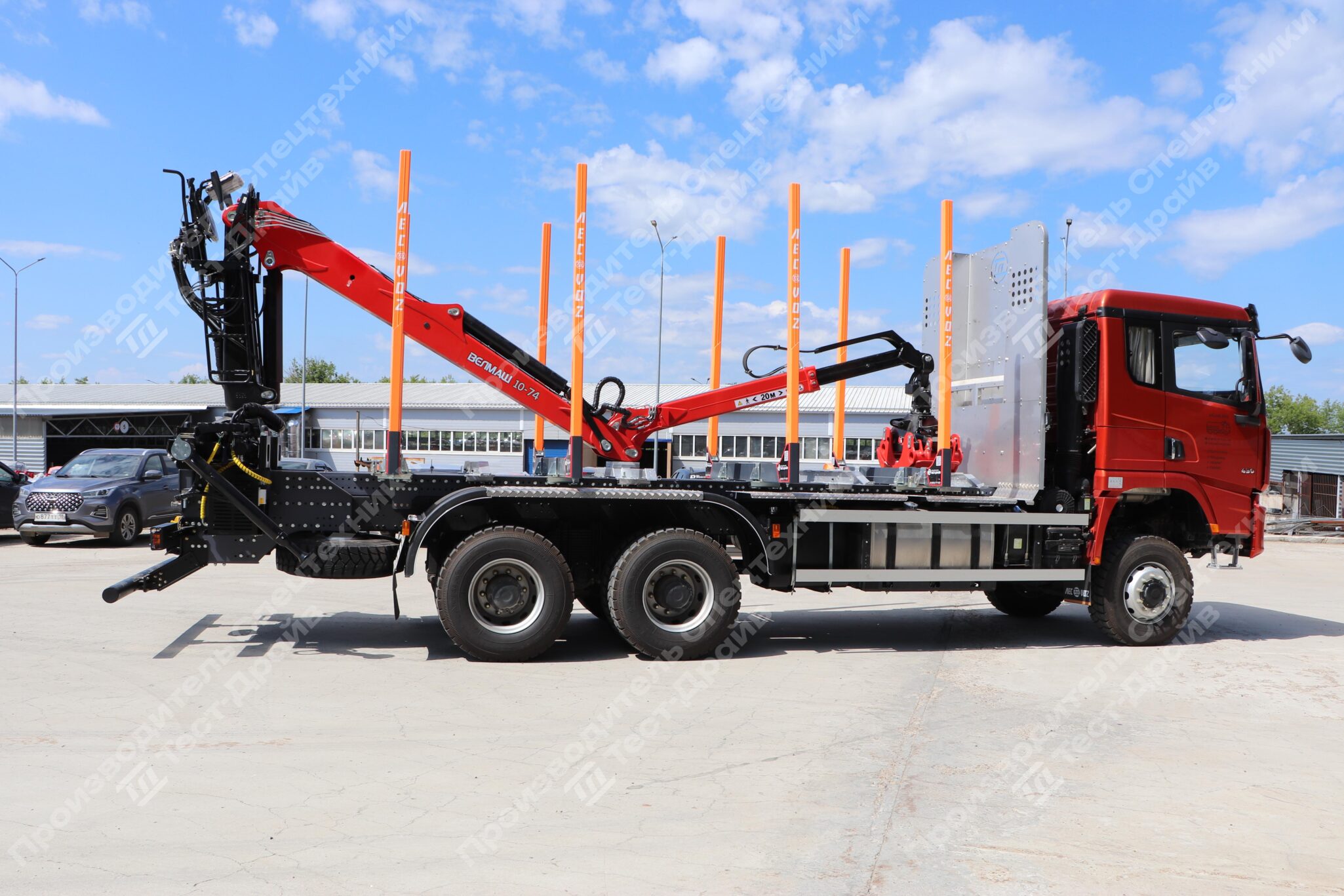 Сортиментовоз SHACMAN 6х6 с ГМУ VM10L74 и площадкой ЛЕСОVOZ Фото №12