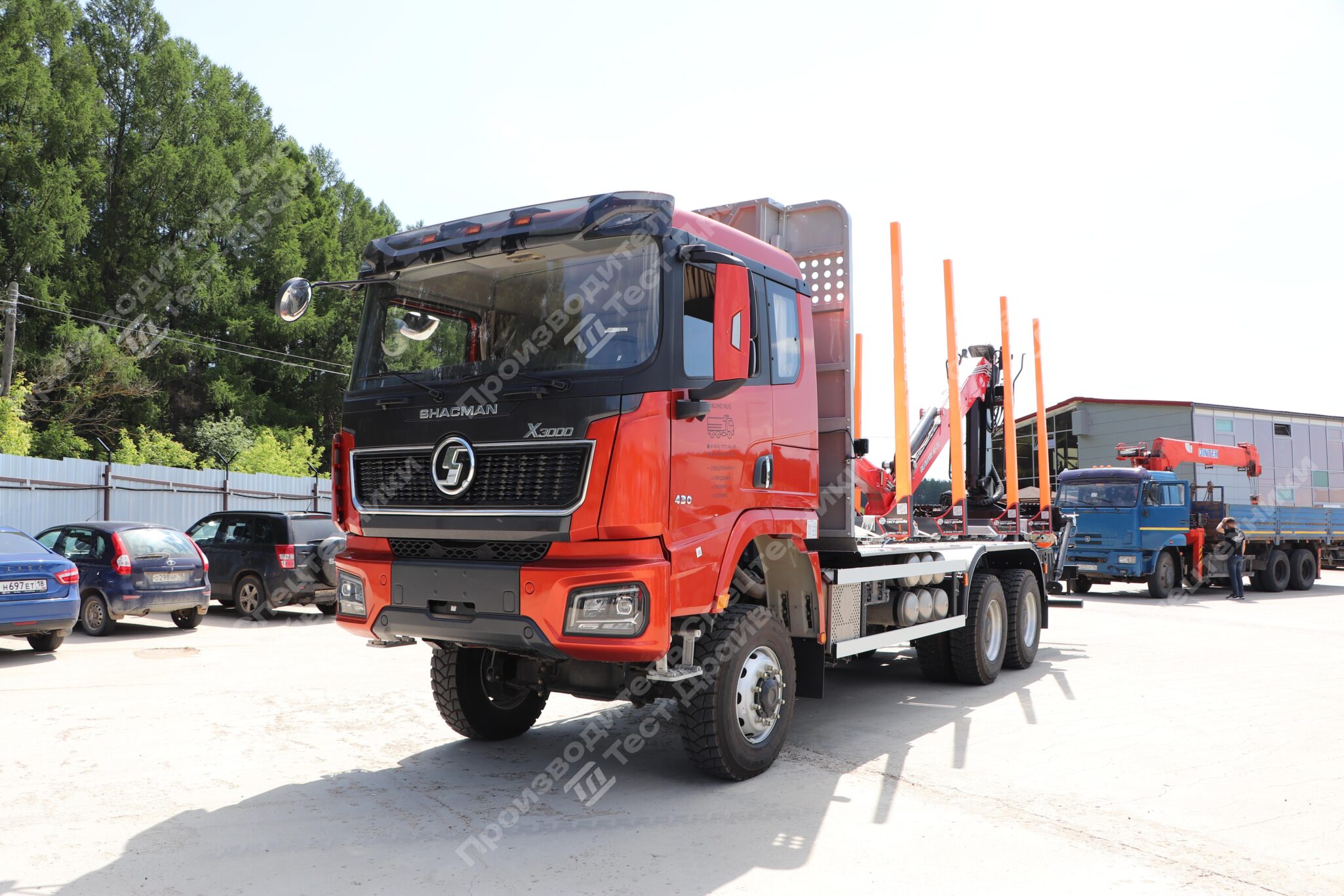 Сортиментовоз SHACMAN 6х6 с ГМУ VM10L74 и площадкой ЛЕСОVOZ Фото №1