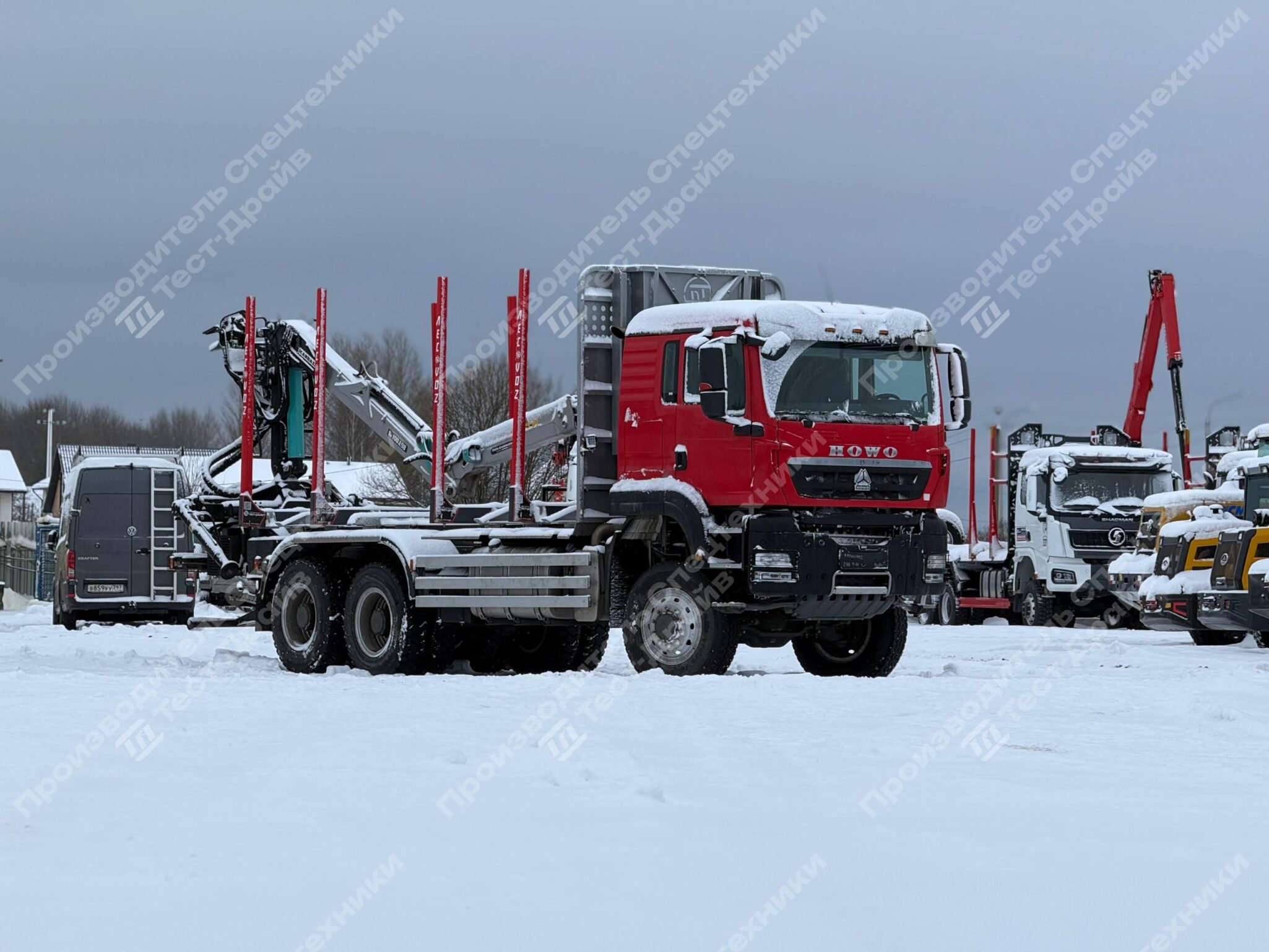 Сортиментовоз HOWO 6x6 с КМУ ICARBAZZOLI IB 100 L98 и площадкой ЛЕСОVOZ Фото №7