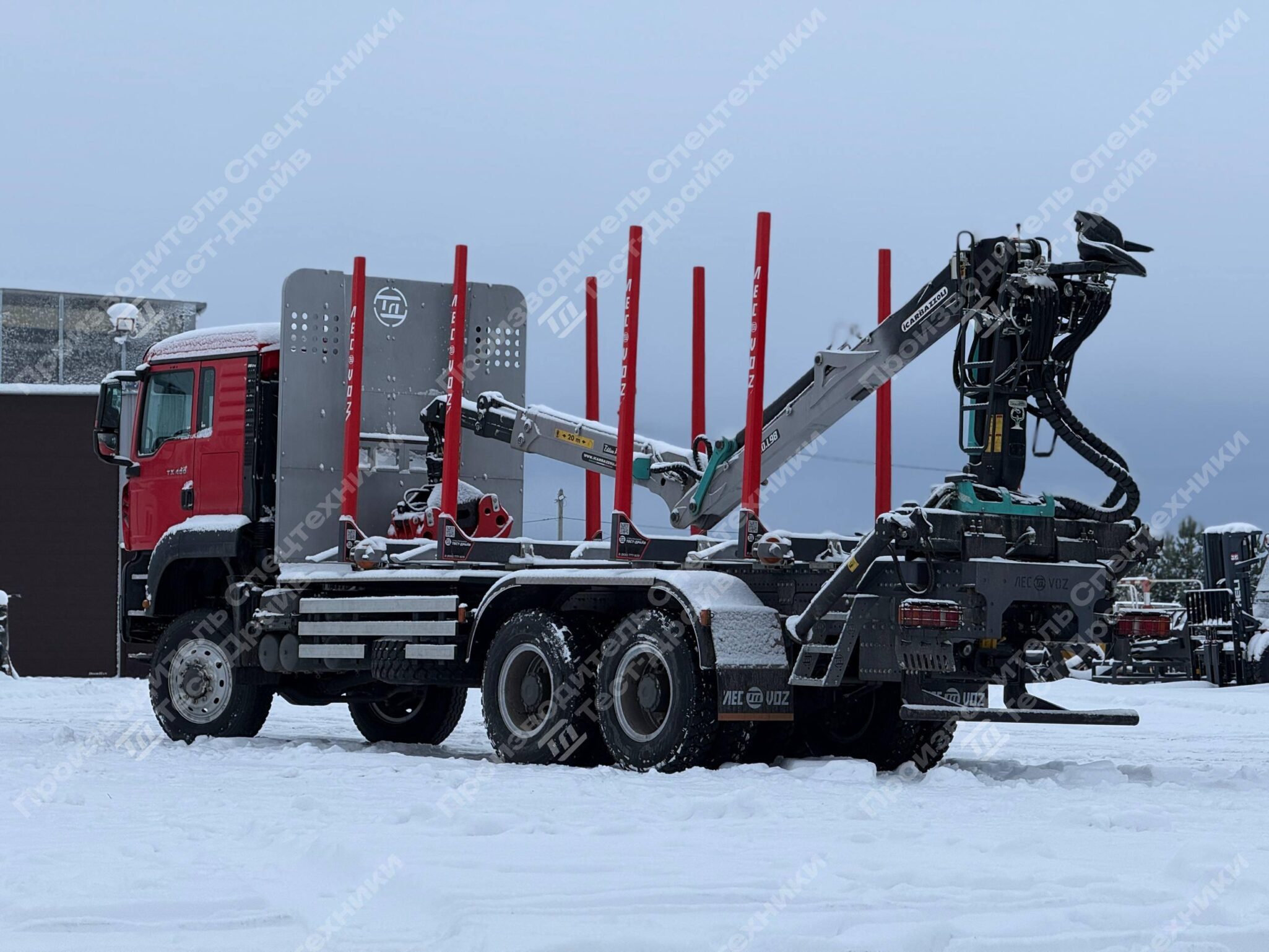 Сортиментовоз HOWO 6x6 с КМУ ICARBAZZOLI IB 100 L98 и площадкой ЛЕСОVOZ Фото №6