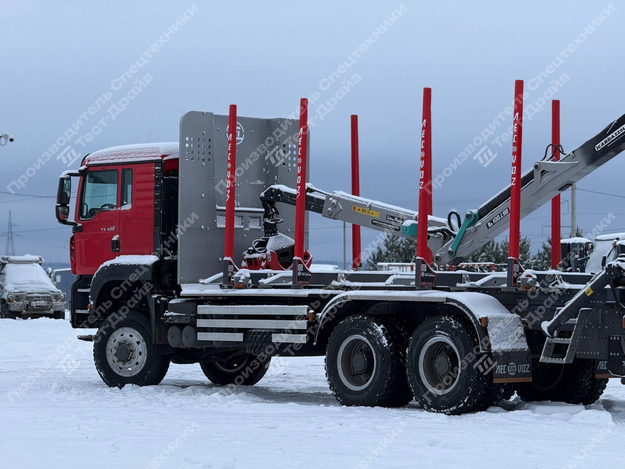 Сортиментовоз HOWO 6x6 с КМУ ICARBAZZOLI IB 100 L98 и площадкой ЛЕСОVOZ Фото №5