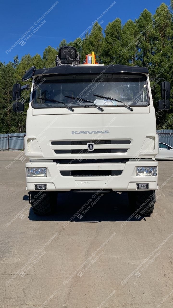 Бортовой КамАЗ 43118 6x6 с КМУ Hangil HGC 976 с навесным буровым оборудованием Фото №8