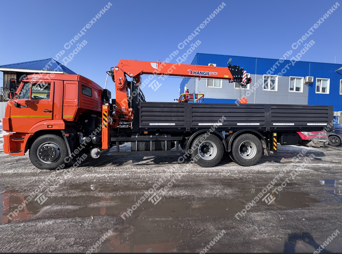 Бортовой КамАЗ 65115 6x4 с КМУ Hangil HGC 986 с сертифицированной корзиной Фото №4