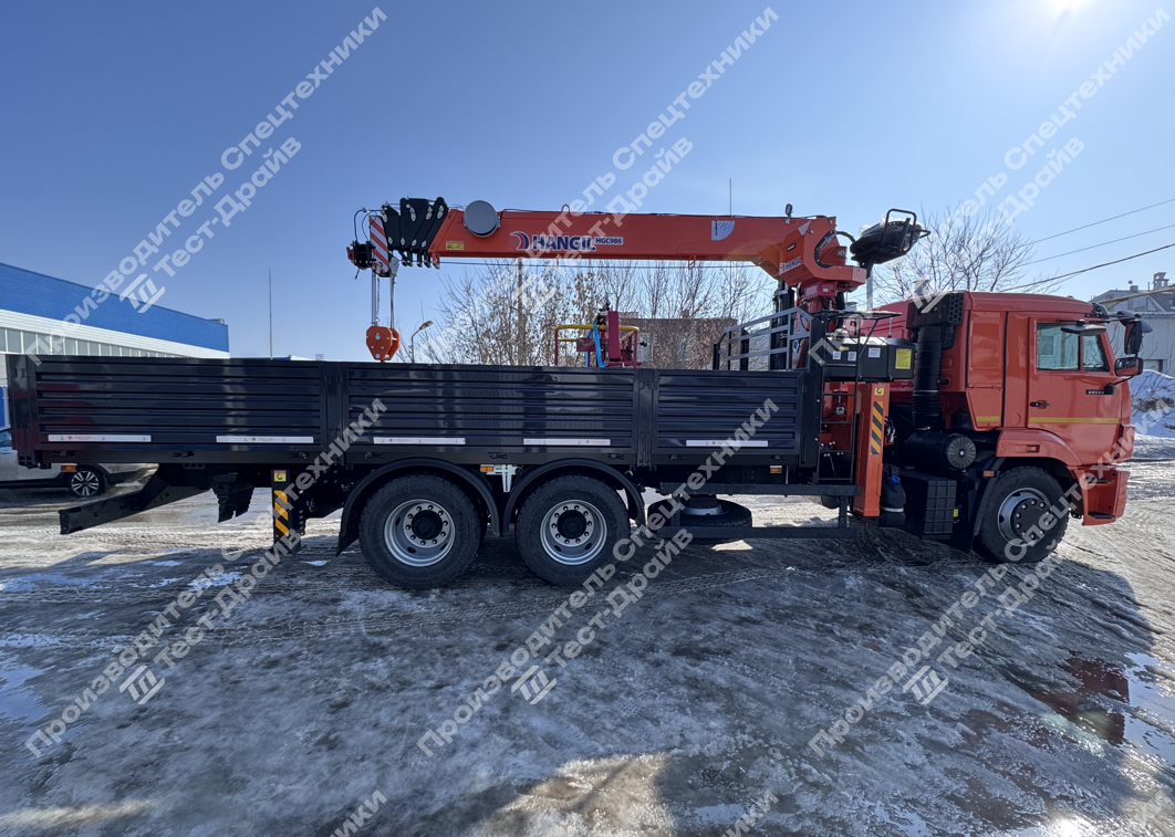 Бортовой КамАЗ 65115 6x4 с КМУ Hangil HGC 986 с сертифицированной корзиной Фото №7