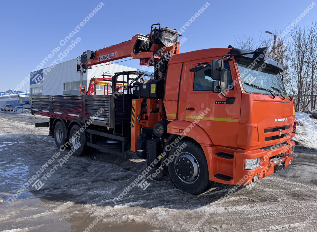 Бортовой КамАЗ 65115 6x4 с КМУ Hangil HGC 986 с сертифицированной корзиной Фото №9
